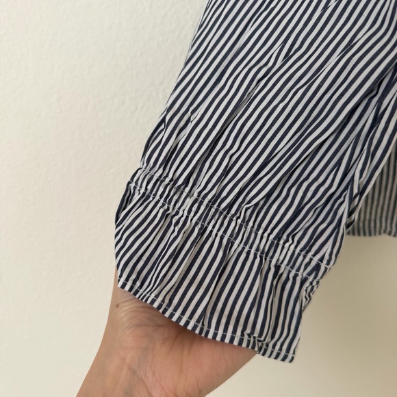 J. Crew Lace Collar Poplin Top Stripe Size XS BS126 Cottagecore Neutral Spring - Picture 4 of 13